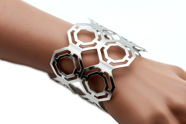 Gold / Silver Thin Metal Hand Cuff Bracelet Geometric Shapes New Women Fashion Jewelry Accessories - alwaystyle4you - 23
