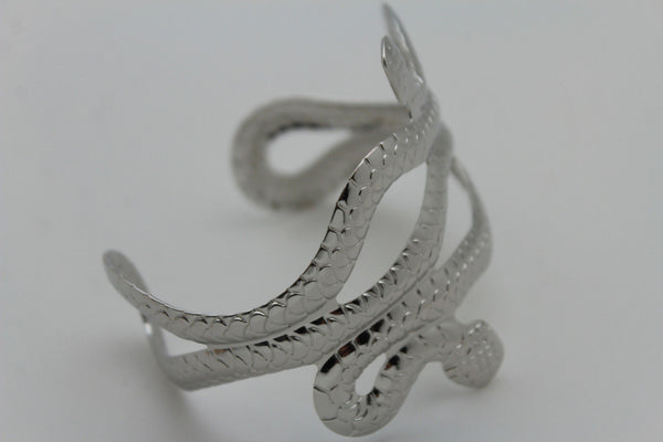 Gold / Silver Metal Cuff Bracelet Cobra Snake Trendy Wrap Around New Women Fashion Jewelry Accessories - alwaystyle4you - 19