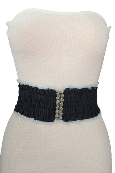 Black Light Blue Dark Blue Denim Stretch Fabric Elastic Hip High Waist Belt + Fringes New Women Fashion Accessories S M - alwaystyle4you - 19