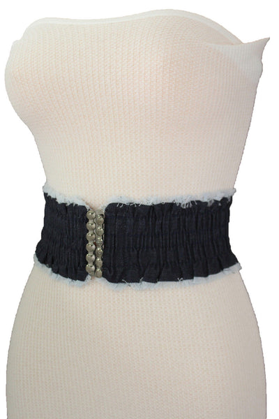 Black Light Blue Dark Blue Denim Stretch Fabric Elastic Hip High Waist Belt + Fringes New Women Fashion Accessories S M - alwaystyle4you - 24