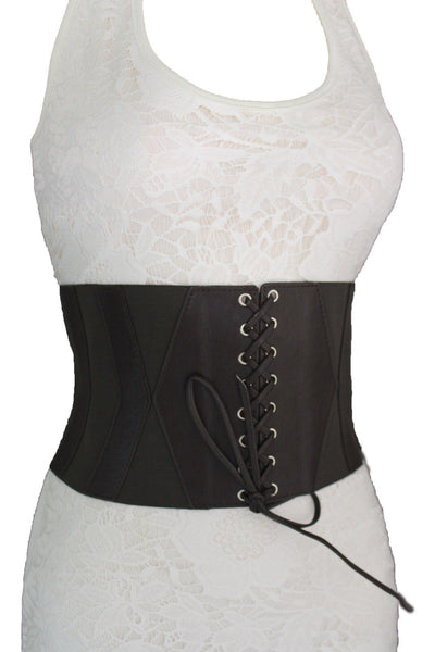 Dark Brown / Black / Brown / Gold Faux Leather Elastic Back Wide Corset Hip High Waist Belt Women Fashion Hot Accessories S M - alwaystyle4you - 19