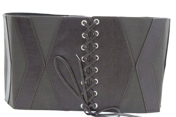 Dark Brown / Black / Brown / Gold Faux Leather Elastic Back Wide Corset Hip High Waist Belt Women Fashion Hot Accessories S M - alwaystyle4you - 20