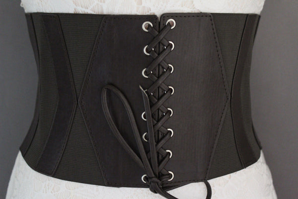 Dark Brown / Black / Brown / Gold Faux Leather Elastic Back Wide Corset Hip High Waist Belt Women Fashion Hot Accessories S M - alwaystyle4you - 25