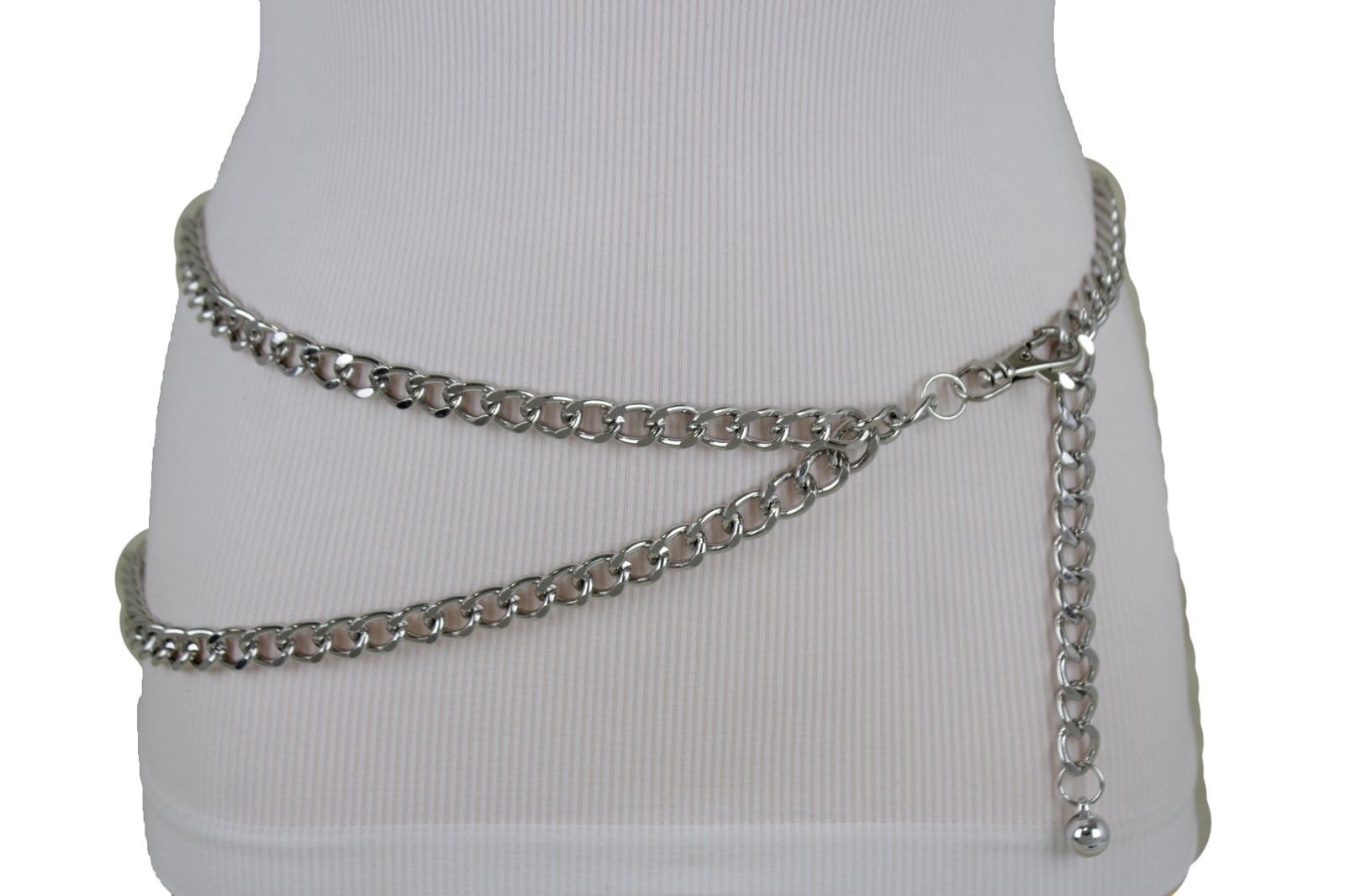 Silver Gold Black Women Belt Thick Metal Chunky Chain Link Side