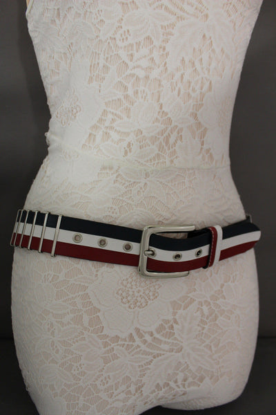 Blue Red White Faux Leather Hip Waist Belt America USA Flag New Women Fashion Accessories S M - alwaystyle4you - 10