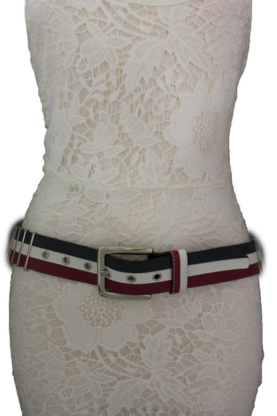 Blue Red White Faux Leather Hip Waist Belt America USA Flag New Women Fashion Accessories S M - alwaystyle4you - 11