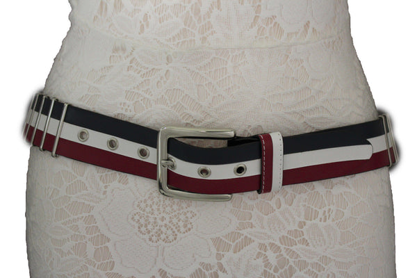 Blue Red White Faux Leather Hip Waist Belt America USA Flag New Women Fashion Accessories S M - alwaystyle4you - 12