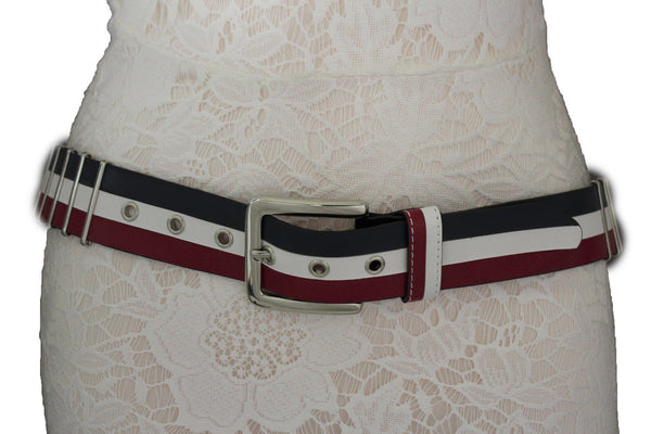 Blue Red White Faux Leather Hip Waist Belt America USA Flag New Women Fashion Accessories S M - alwaystyle4you - 12