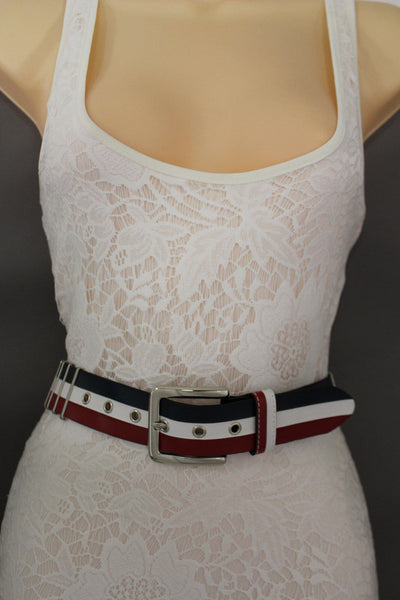 Blue Red White Faux Leather Hip Waist Belt America USA Flag New Women Fashion Accessories S M - alwaystyle4you - 3