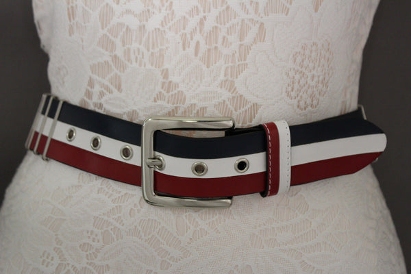 Blue Red White Faux Leather Hip Waist Belt America USA Flag New Women Fashion Accessories S M - alwaystyle4you - 4
