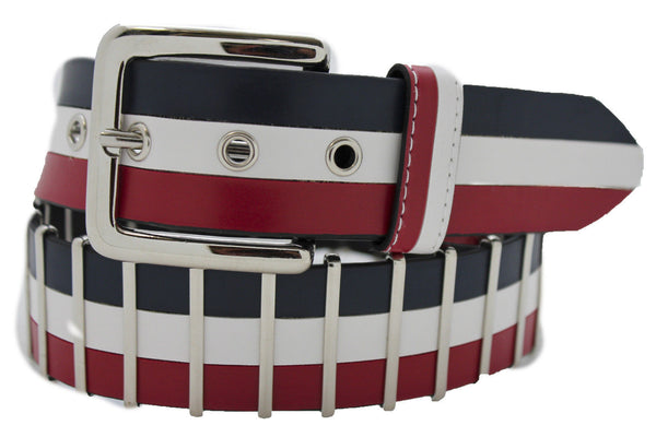 Blue Red White Faux Leather Hip Waist Belt America USA Flag New Women Fashion Accessories S M - alwaystyle4you - 5
