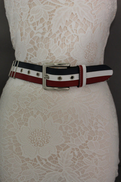 Blue Red White Faux Leather Hip Waist Belt America USA Flag New Women Fashion Accessories S M - alwaystyle4you - 6