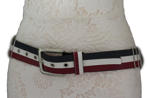 Blue Red White Faux Leather Hip Waist Belt America USA Flag New Women Fashion Accessories S M - alwaystyle4you - 7