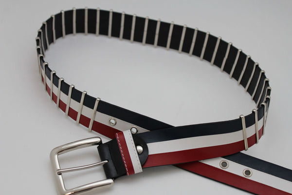 Blue Red White Faux Leather Hip Waist Belt America USA Flag New Women Fashion Accessories S M - alwaystyle4you - 8