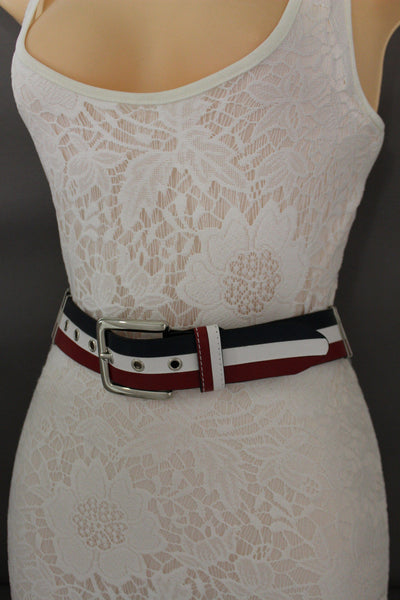 Blue Red White Faux Leather Hip Waist Belt America USA Flag New Women Fashion Accessories S M - alwaystyle4you - 9