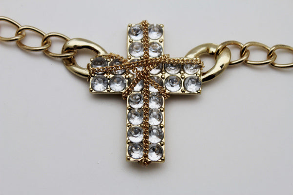 Gold Silver Boot Chain Bracelet Big Rhinestones Cross Western Shoe Accessory New Women Ffashion - alwaystyle4you - 3