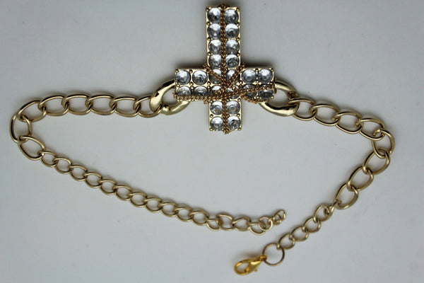 Gold Silver Boot Chain Bracelet Big Rhinestones Cross Western Shoe Accessory New Women Ffashion - alwaystyle4you - 6