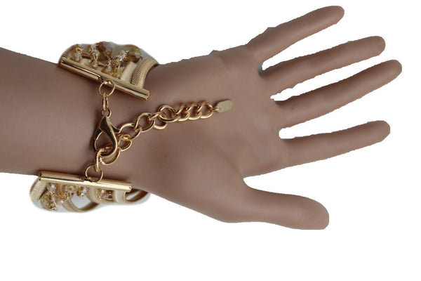 Gold Silver Metal Bracelet Mesh Chain 5 Strands Wide Wrist Beads New Women Fashion Jewelry Accessories - alwaystyle4you - 3