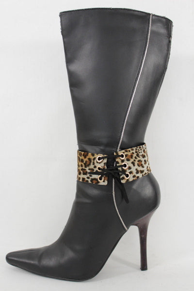 Brown Black Lavender Gold Blue Animal Print Leopard Corset Shoe Boot Anklet Bracelet Accessories