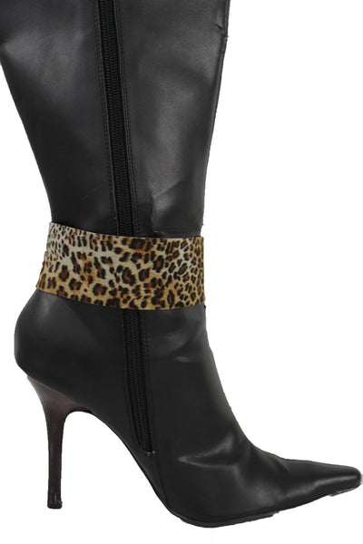 Brown Black Lavender Gold Blue Animal Print Leopard Corset Shoe Boot Anklet Bracelet Accessories