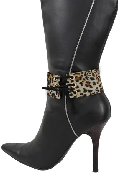 Brown Black Lavender Gold Blue Animal Print Leopard Corset Shoe Boot Anklet Bracelet Accessories