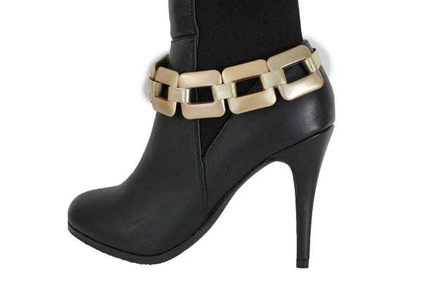 Gold Silver Boot Bracelet Shoe Anklet Thick Chain Links Chunky Big Squares Charm Women Accessories