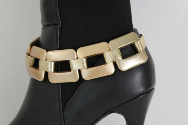 Gold Silver Boot Bracelet Shoe Anklet Thick Chain Links Chunky Big Squares Charm Women Accessories