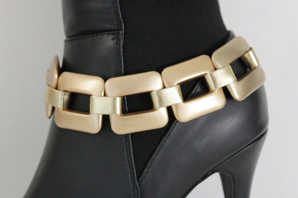 Gold Silver Boot Bracelet Shoe Anklet Thick Chain Links Chunky Big Squares Charm Women Accessories