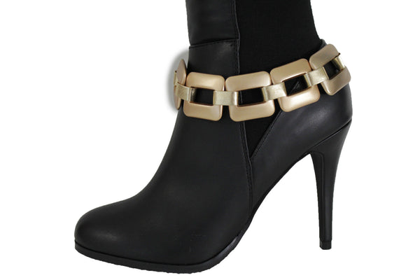 Gold Silver Boot Bracelet Shoe Anklet Thick Chain Links Chunky Big Squares Charm Women Accessories