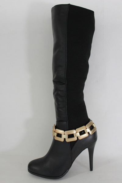 Gold Silver Boot Bracelet Shoe Anklet Thick Chain Links Chunky Big Squares Charm Women Accessories