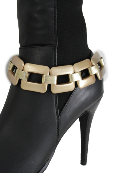 Gold Silver Boot Bracelet Shoe Anklet Thick Chain Links Chunky Big Squares Charm Women Accessories