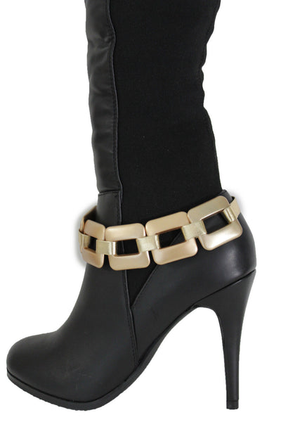 Gold Silver Boot Bracelet Shoe Anklet Thick Chain Links Chunky Big Squares Charm Women Accessories
