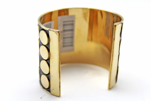 Black Metal Bracelet Cuff Gold  Circles Round Geometric Shapes New Women Fashion Jewelry Accessories - alwaystyle4you - 4