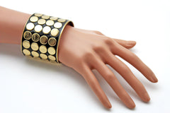 Black Metal Bracelet Cuff Gold  Circles Round Geometric Shapes New Women Fashion Jewelry Accessories - alwaystyle4you - 2