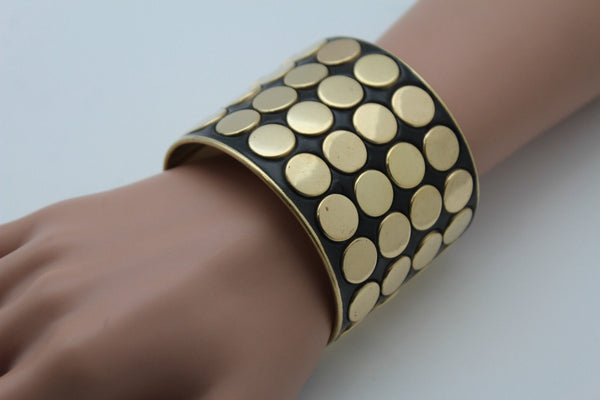 Black Metal Bracelet Cuff Gold  Circles Round Geometric Shapes New Women Fashion Jewelry Accessories - alwaystyle4you - 10