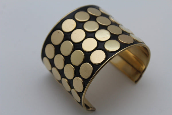 Black Metal Bracelet Cuff Gold  Circles Round Geometric Shapes New Women Fashion Jewelry Accessories - alwaystyle4you - 11