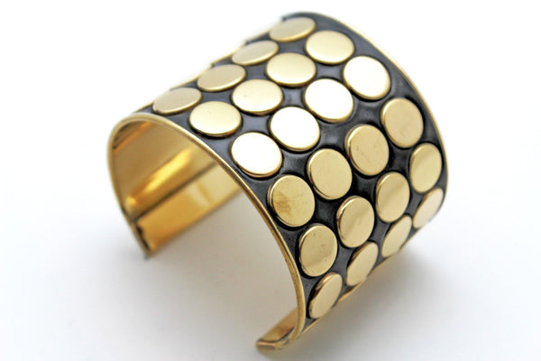 Black Metal Bracelet Cuff Gold  Circles Round Geometric Shapes New Women Fashion Jewelry Accessories - alwaystyle4you - 12