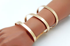 Gold Metal Bracelet Wrap Round Geometric Shapes 3 Stripes New Women Fashion Jewelry Accessories - alwaystyle4you - 1