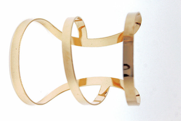 Gold Metal Bracelet Wrap Round Geometric Shapes 3 Stripes New Women Fashion Jewelry Accessories - alwaystyle4you - 6