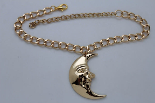 New Women Gold Metal Boot Chain Bracelet Anklet Shoe Big Shinny Moon Charm Hot Fashion