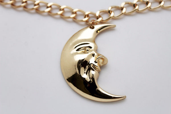 New Women Gold Metal Boot Chain Bracelet Anklet Shoe Big Shinny Moon Charm Hot Fashion