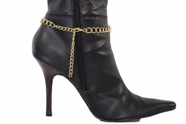 New Women Gold Metal Boot Chain Bracelet Anklet Shoe Big Shinny Moon Charm Hot Fashion