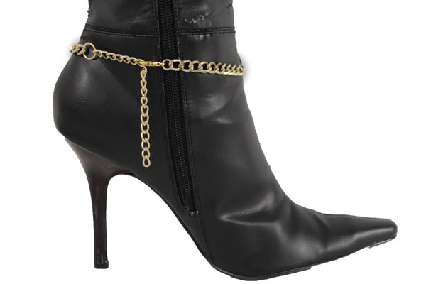 Gold Metal Boot Chain Bracelet Floral Shoe Strap Charm Lily Flower Fancy New Women Accessories