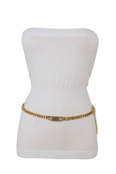 Women Gold Metal Chain Links Fashion Classy Charm Buckle Belt Hip Waist XS S M
