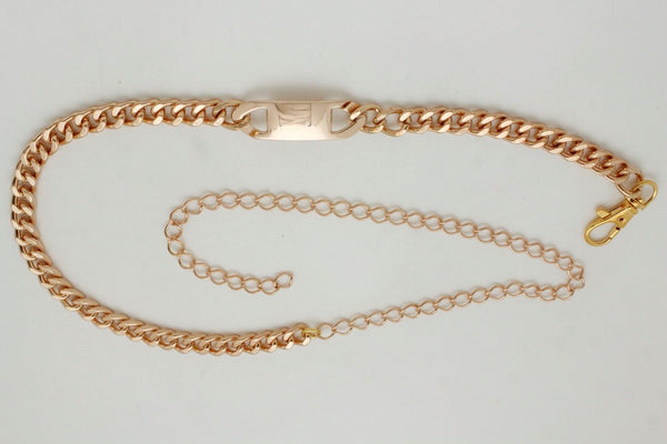 Women Gold Metal Chain Links Fashion Classy Charm Buckle Belt Hip Waist XS S M
