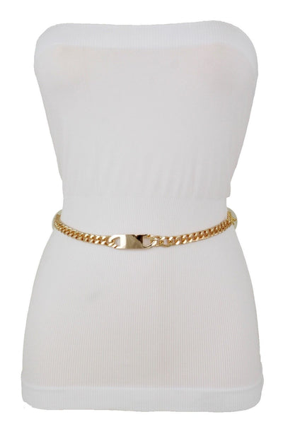 Women Gold Metal Chain Links Fashion Classy Charm Buckle Belt Hip Waist XS S M