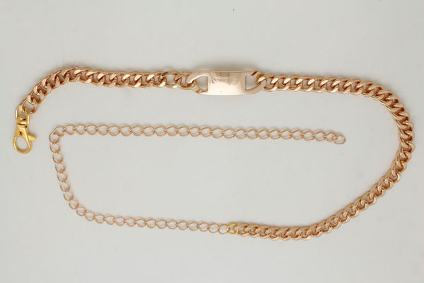 Women Gold Metal Chain Links Fashion Classy Charm Buckle Belt Hip Waist XS S M