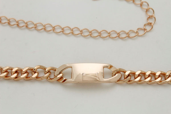 Women Gold Metal Chain Links Fashion Classy Charm Buckle Belt Hip Waist XS S M