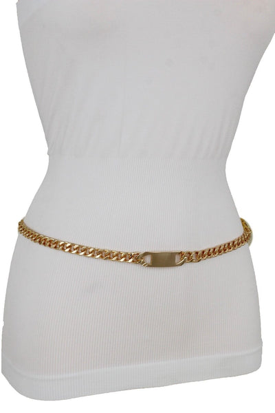 Women Gold Metal Chain Links Fashion Classy Charm Buckle Belt Hip Waist XS S M