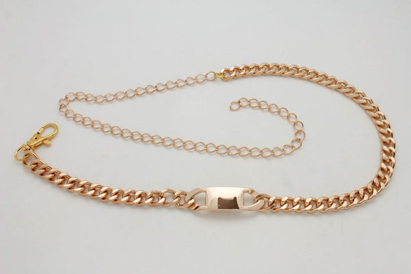 Women Gold Metal Chain Links Fashion Classy Charm Buckle Belt Hip Waist XS S M